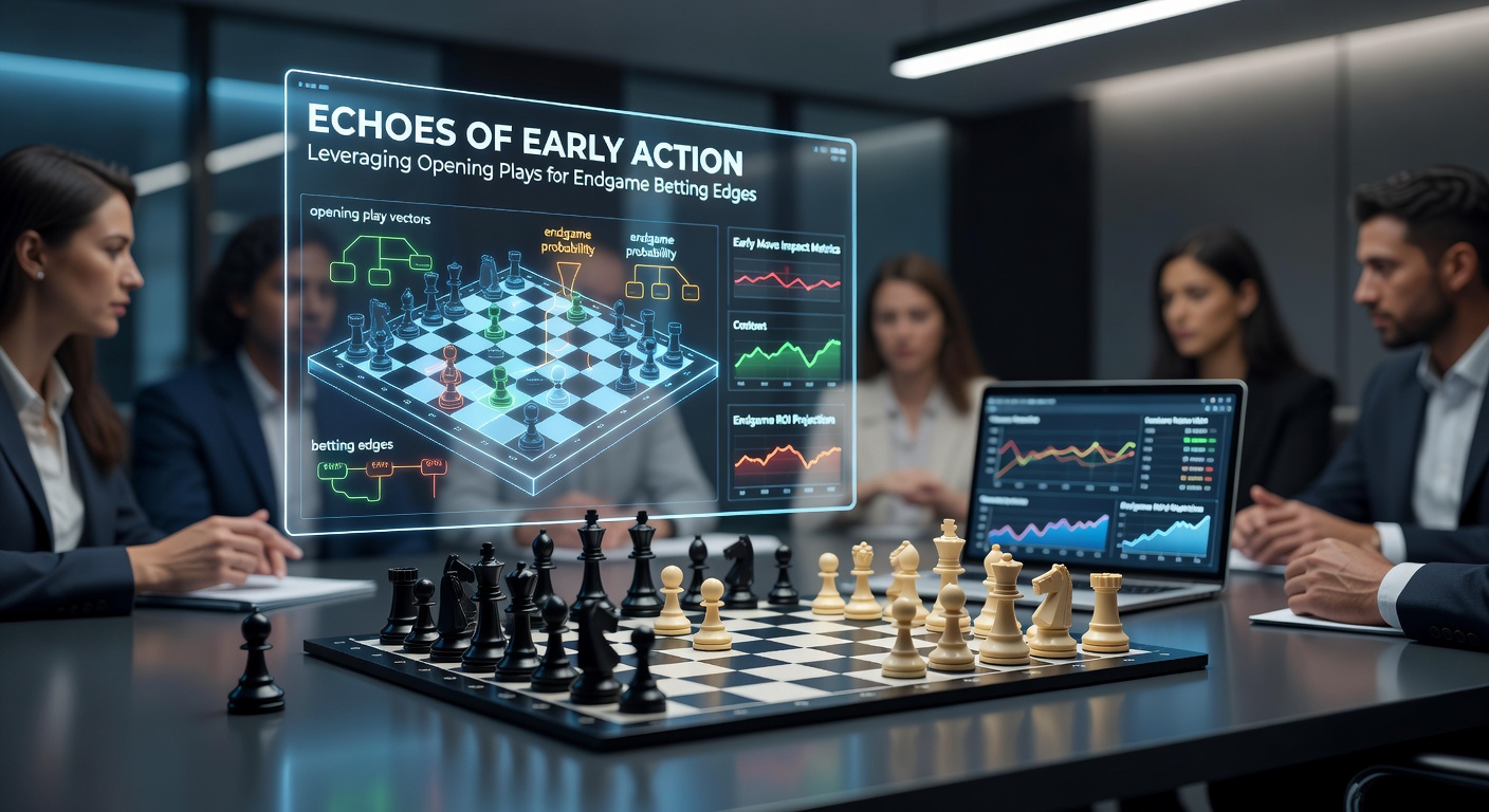Close-up of a tennis player serving intensely early in a match, contrasted with a horse race pack forming positions at the first turn, with overlaid graphs showing odds evolution