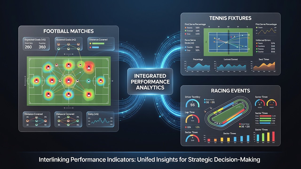 Chart displaying performance indicator correlations between football, tennis, and racing datasets