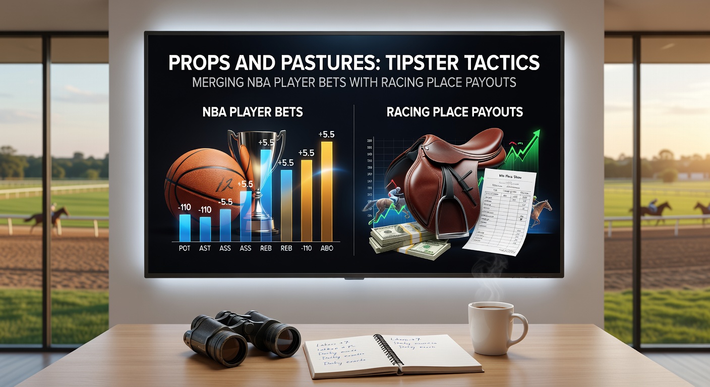 Close-up of a betting slip combining NBA player prop selections with horse racing place bets, odds displayed prominently